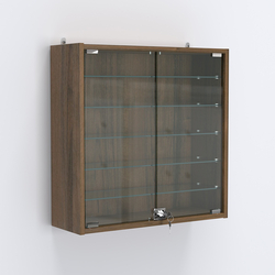 Витрина настенная №201-5А с пятью прозрачными полками, Орех