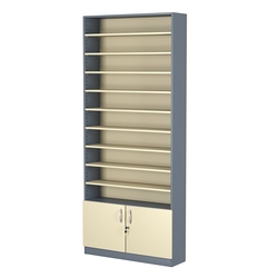 Стеллаж из ДСП с 9-ю полками 250x900 мм серии LEVEL-9 №11 (З/C - ДВП), Темно-серый + Крем Вайс