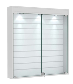 Витрина настенная №4-2Б закрытая с экономпанелью и фризом, Серый