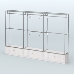 Торговая система ХРОМ без ДСП 3600 мм №5 с тумбами Т-21 и поручнями, Ясень Анкор светлый