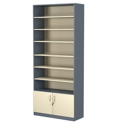 Стеллаж из ДСП с 6-ю полками 350x900 мм серии LEVEL-6 №13 (З/C - ДВП), Темно-серый + Крем Вайс