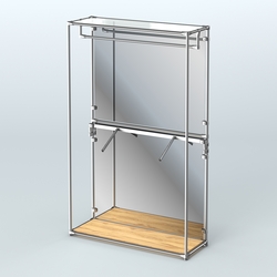 Торговая система ХРОМ (задняя стенка - зеркало) 1200 мм с поручнями №2, Дуб Золотистый