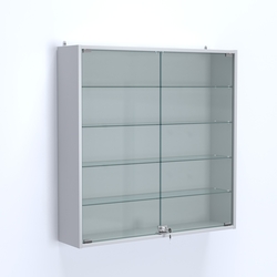 Витрина настенная №204-1А с узкими прозрачными полками, Серый