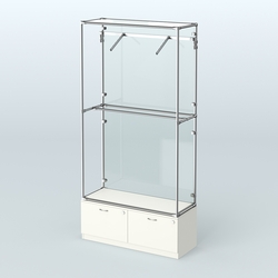 Торговая система ХРОМ (задняя стенка - стекло) 1200 мм №4-3 с тумбой Т-15 и поручнями, Белый