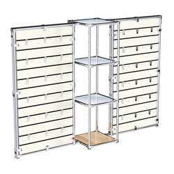 Хромированное вешало ЩИТ №2-4 с зеркальными полками 4мм, Дуб Золотистый