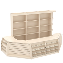 Комплект кассовой зоны со скосами и открытыми стеллажами большой №3-1, Крем Вайс