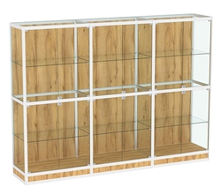 Витрина из профиля №4 (3-ех метровая) (задняя стенка - ДВП), Дуб Золотистый