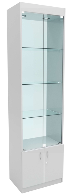 Стеклянная витрина №1-2-600 с каркасом из ДСП (задняя стенка стекло), Серый