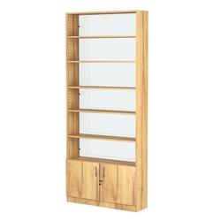 Стеллаж из ДСП с 5-ю полками 250x900 мм серии LEVEL-5 №11-1 (З/C - СТЕКЛО), Дуб Золотистый