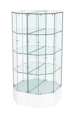 Стеклянная островная витрина на подиуме серии Истра №809-О, Белый