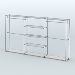 Торговая система ХРОМ без ДСП 3600 мм с прозрачными полками и поручнями №2, Ясень Анкор светлый