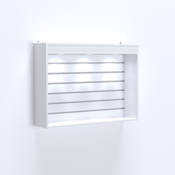 Витрина настенная №203-2В с эконом панелью и верхним фризом, Белый