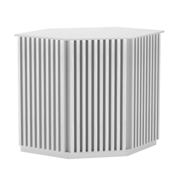 Торговый стол-прилавок шестигранный с планками серии ВЕРТИКАЛЬ №22, Белый