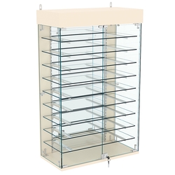 Витрина настенная НЕО №2А-4 с девятью полками и зеркалом, Крем Вайс