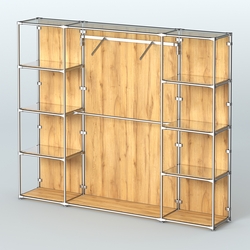 Торговая система ХРОМ (задняя стенка - ДСП) 3600 мм с зеркальными полками и поручнями №11, Дуб Золотистый