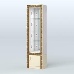 Витрина с декором и диодной подсветкой №ВБА-4С, Ясень Анкор светлый и Крем Вайс