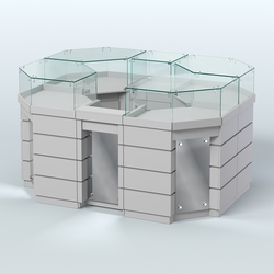 Торговый островок GOLD с зеркальным фасадом №1-1 (3,13 кв.м), Серый