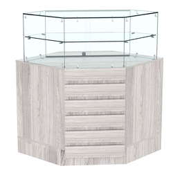 Торговый прилавок внутреннего угла с фасадными панелями №15Э-01, Ясень Анкор светлый - U31104