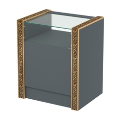 Недорогой прилавок с прозрачным верхом и декоративными молдингами №ПДМ-2-600, Темно-Серый