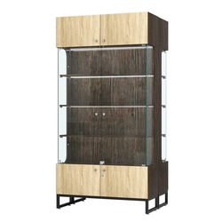 Витрина Монти №5-П двусторонняя, Дуб Венге + Дуб Сонома