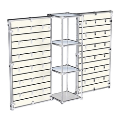 Хромированное вешало ЩИТ №2-4 с зеркальными полками 4мм, Ясень Анкор светлый