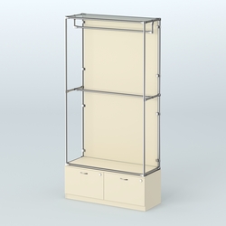 Торговая система ХРОМ (задняя стенка - ДСП) 1200 мм №1-3 с тумбой Т-15 и поручнями, Крем Вайс