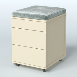 Тумба мобильная Фламинго 2 ящика + 1 ящик-лоток с подушкой, Крем Вайс