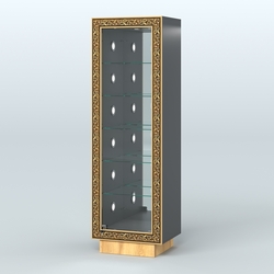 Низкая пристенная витрина с декором НБА-503С, Черный и Дуб Золотистый U1148