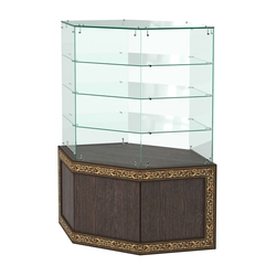 Стеклянный прилавок с декором и шестигранными полками №СПБА-207, Дуб Венге