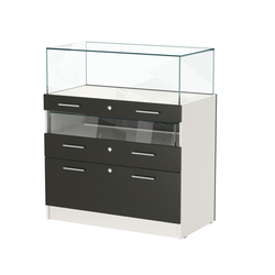 Прилавок ювелирный "Диаманд" №2-1000 пристенный, ЛДСП белый + МДФ черный