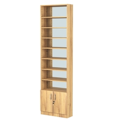 Стеллаж из ДСП с 7-ю полками 200x600 мм серии LEVEL-7 №3-2 (З/C - ЗЕРКАЛО), Дуб Золотистый