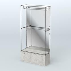 Торговая система ХРОМ (задняя стенка - зеркало) 1200 мм №1-1 с тумбой Т-11 и поручнями, Метрополитан Грей