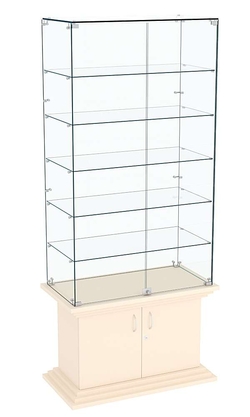 Витрина широкая прозрачная с 5-ю полками ЦИТАДЕЛЬ №505, Крем Вайс