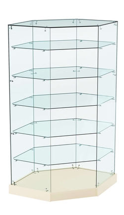 Витрина Хит продаж №514 (угловая шестигранная, открытая, З/C - стекло), Крем Вайс