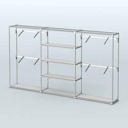 Торговая система ХРОМ без ДСП 3600 мм с полками ДСП и поручнями №5, Серый