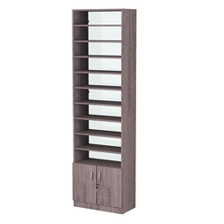 Стеллаж из ДСП с 10-ю полками 300x600 мм серии LEVEL-10 №5-2 (З/C - ЗЕРКАЛО), Ясень Анкор темный