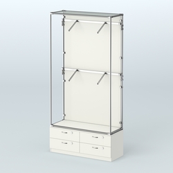 Торговая система ХРОМ (задняя стенка - ДСП) 1200 мм №3-2 с тумбой Т-14 и поручнями, Белый