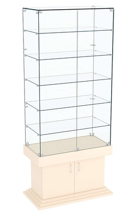 Витрина широкая прозрачная с 5-ю полками ДОНЖОН №505, Крем Вайс