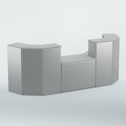 Ресепшен со столом БАРОН №7 (ровная поверхность), Серый + Экокожа серебристая