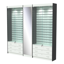 Комплект витрин под очки №10+1+10 (закрытый доступ), Белый и Черный