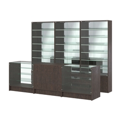 Комплект витрин с наклонными полками SL-6 №12-2 и прилавков ЭК-4, Дуб Венге