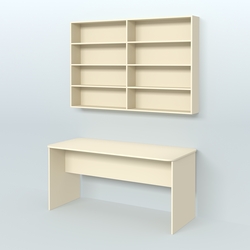 Распаковочный большой стол с антресолью для аптеки Р-05, Крем Вайс