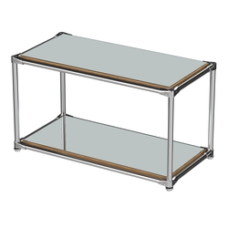 Хромированный стеллаж СТИЛЬ №4а-4 малый зеркальный, Дуб Золотистый