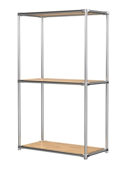 Хромированный стеллаж СТИЛЬ №2а-3 с глухими полками, Дуб Золотистый