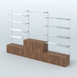 Система Neo Fix с прозрачными полками №6 и тумбами T-12 и Т13, Орех