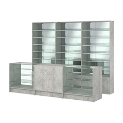 Комплект витрин с наклонными полками SL-6 №12-2 и прилавков ЭК-4, Метрополитан Грей