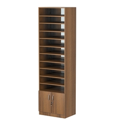 Стеллаж из ДСП с 10-ю полками 400x600 мм серии LEVEL-10 №7-2 (З/C - ЗЕРКАЛО), Орех