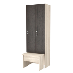 Шкаф для раздевалок с задвижной скамейкой КОМБО-Соло №2-2, Дуб Сонома + Дуб Венге