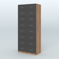 Шкаф для аптек - картотека серии RED №8 , Орех + Черный