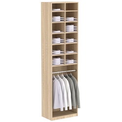 Торговый стеллаж с полками и нижней штангой для одежды №3, Дуб сонома